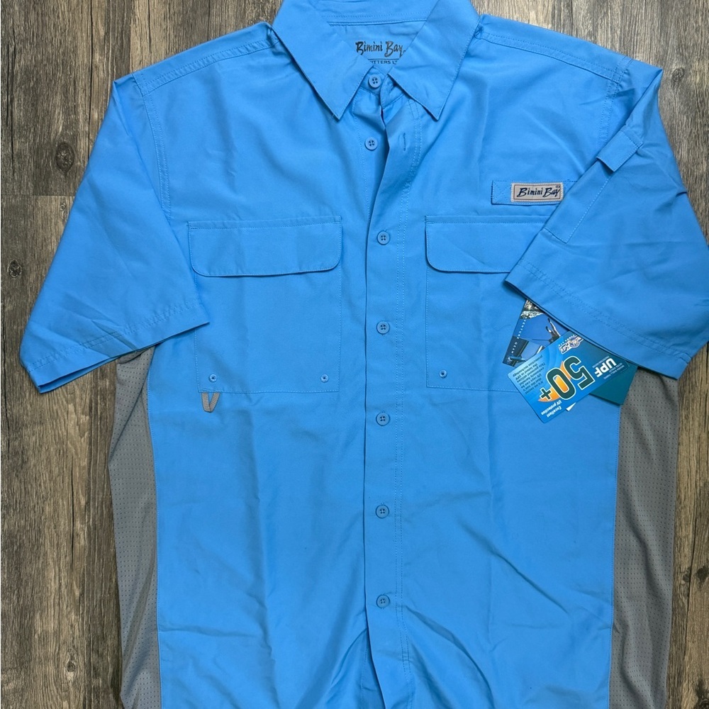 Bimini Bat Blue Casual Button Down Shirt